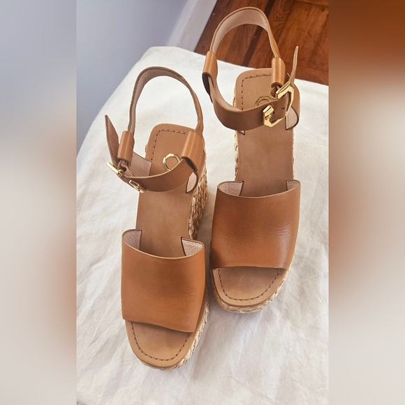 Louise et Cie Paley Leather Braided Straw Wedge Sandals 7.5 - Picture 5 of 12